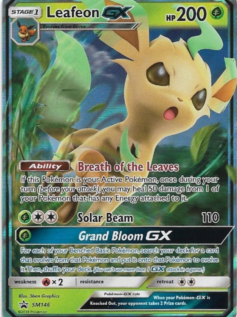 Pokemon Leafeon GX SM146 SM Black Star Promo NM
